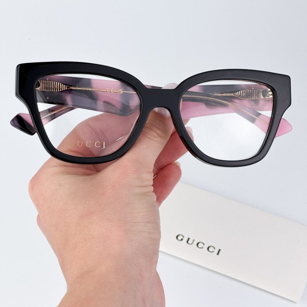 Gucci GG1424O 012 BRAND NEW Eyeglasses Black Pink Cat Eye Women